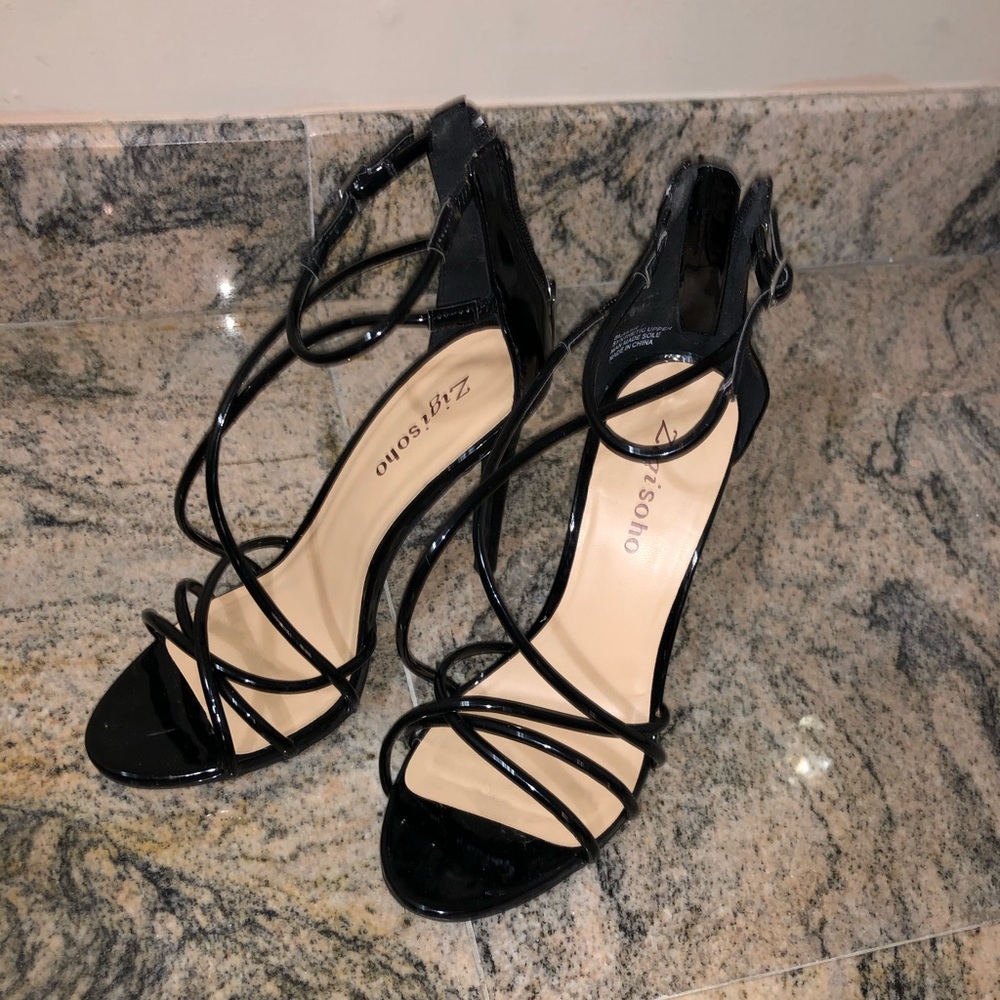 Strapped black heels